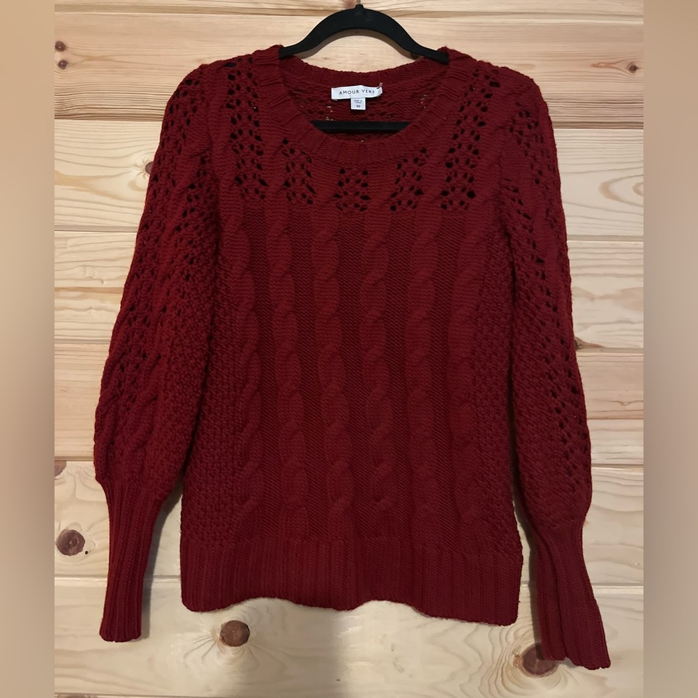 Amour Vert Wool Sweater Cranberry Red